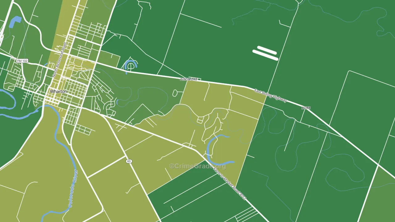 Dinsmore, TX Map of Vehicle Theft Rates