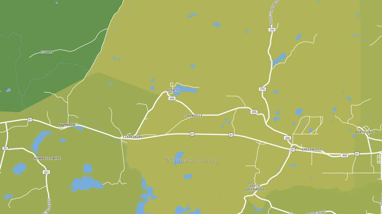Diorite, MI Map of Vehicle Theft Rates