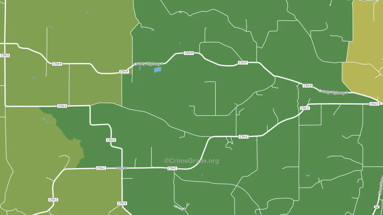 Disco, WI Map of Vehicle Theft Rates