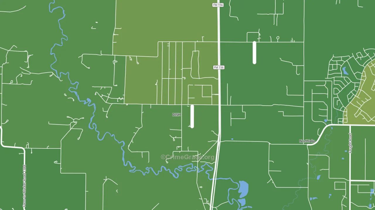 DISH, TX Map of Vehicle Theft Rates