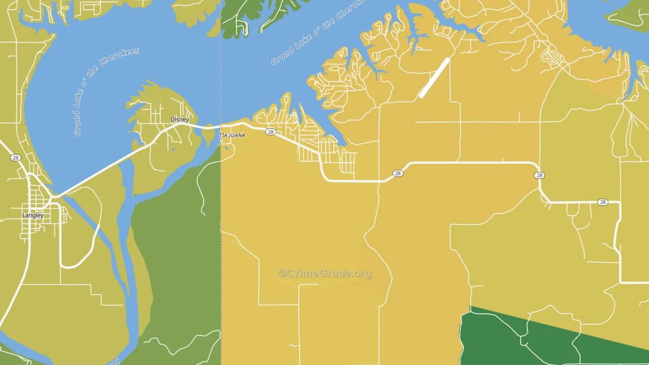 Disney, OK Map of Vehicle Theft Rates