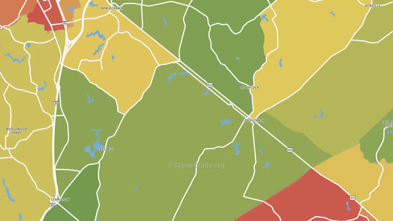 Disputanta, VA Map of Vehicle Theft Rates