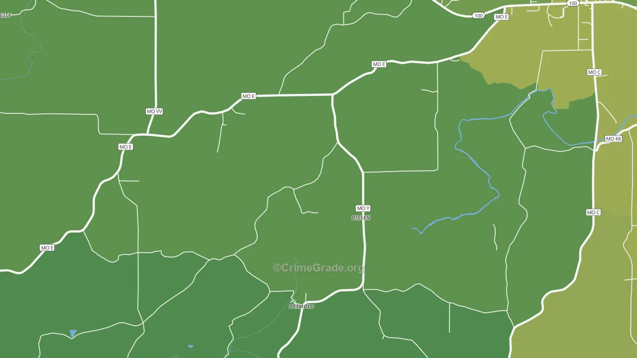 Dissen, MO Map of Vehicle Theft Rates