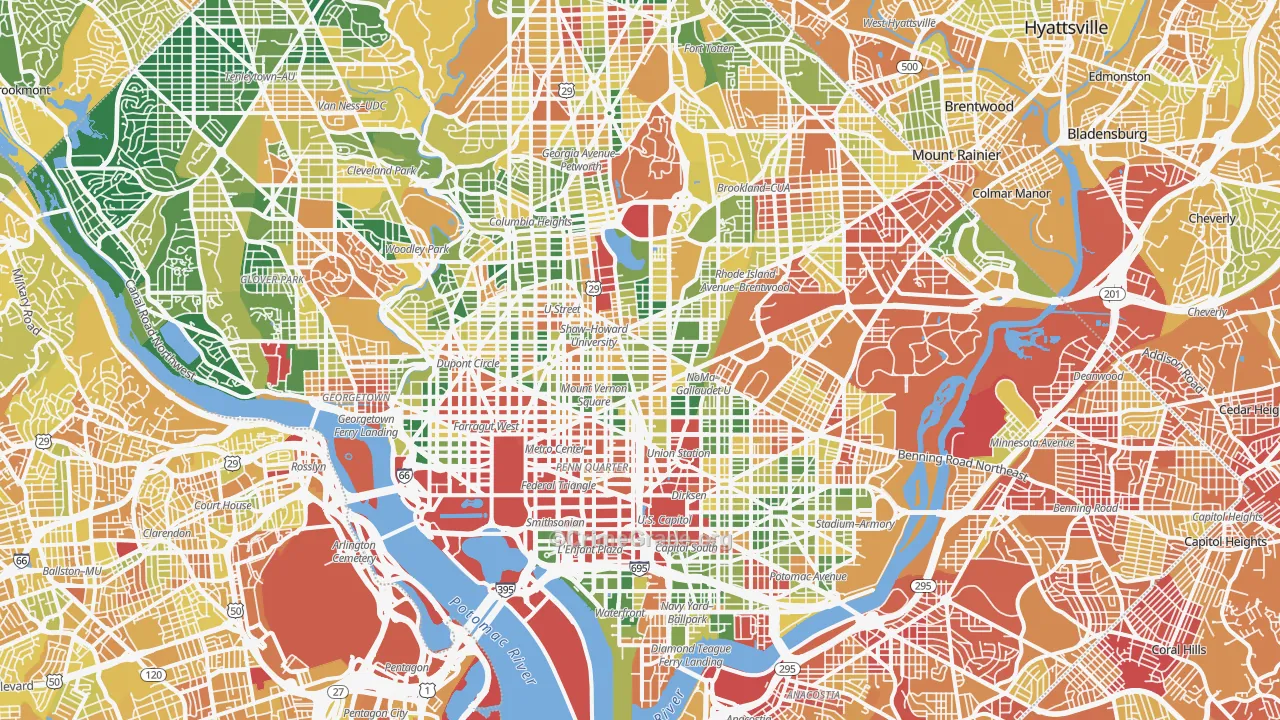 District of Columbia Map of Vehicle Theft Rates