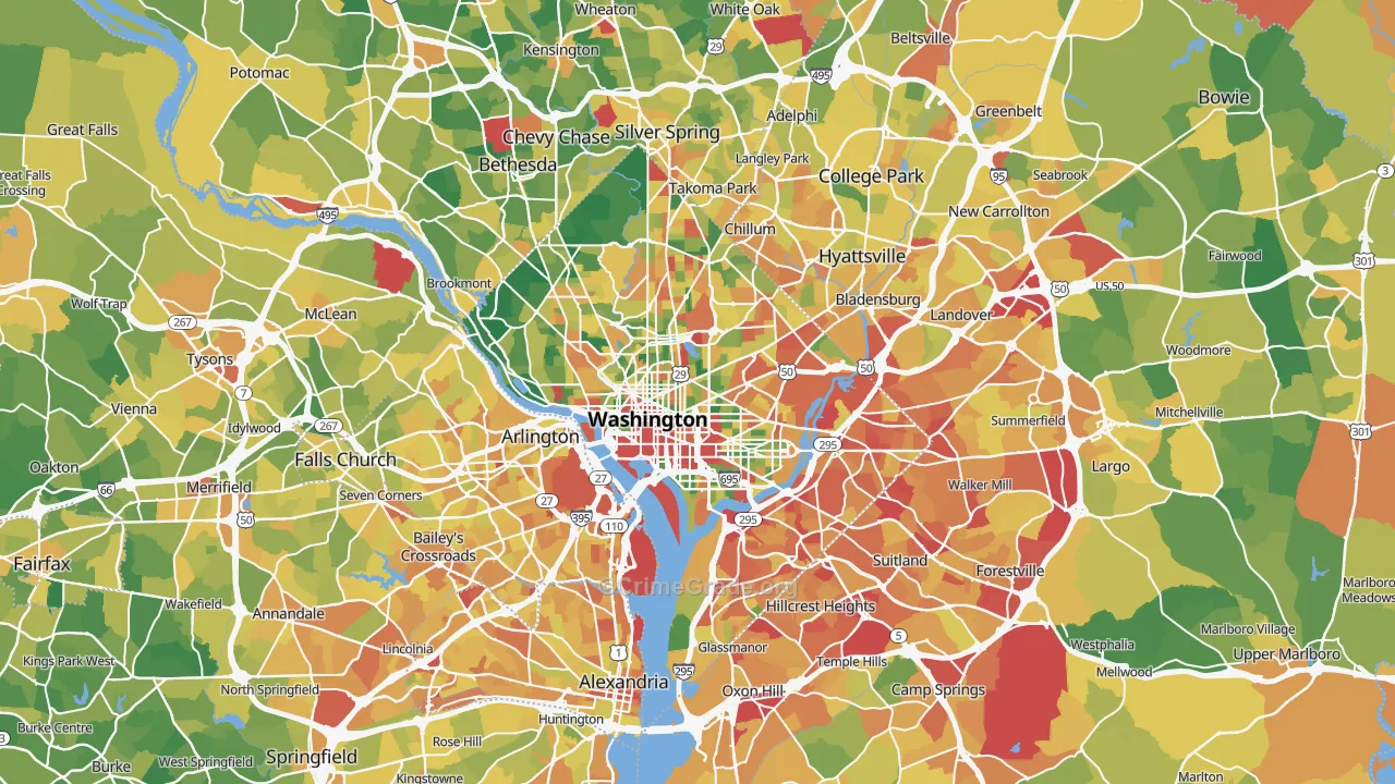 District of Columbia Map of Vehicle Theft Rates