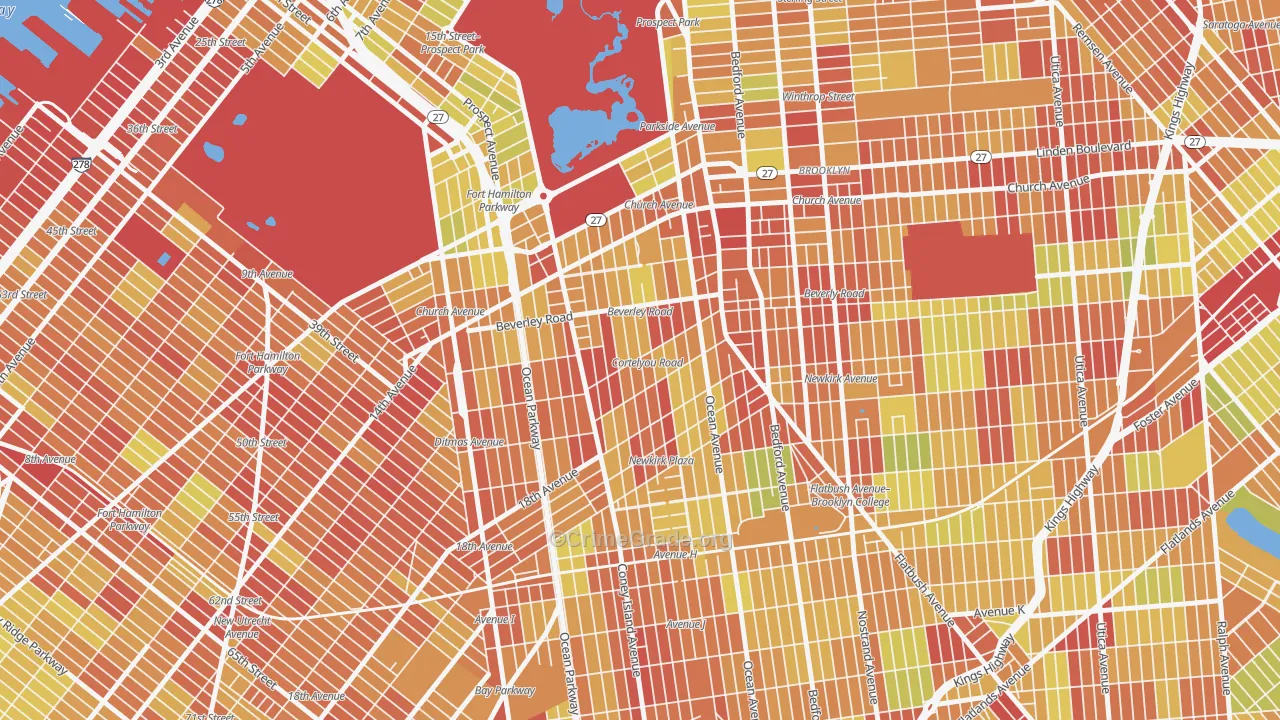 Ditmas Park, Brooklyn, NY Map of Vehicle Theft Rates