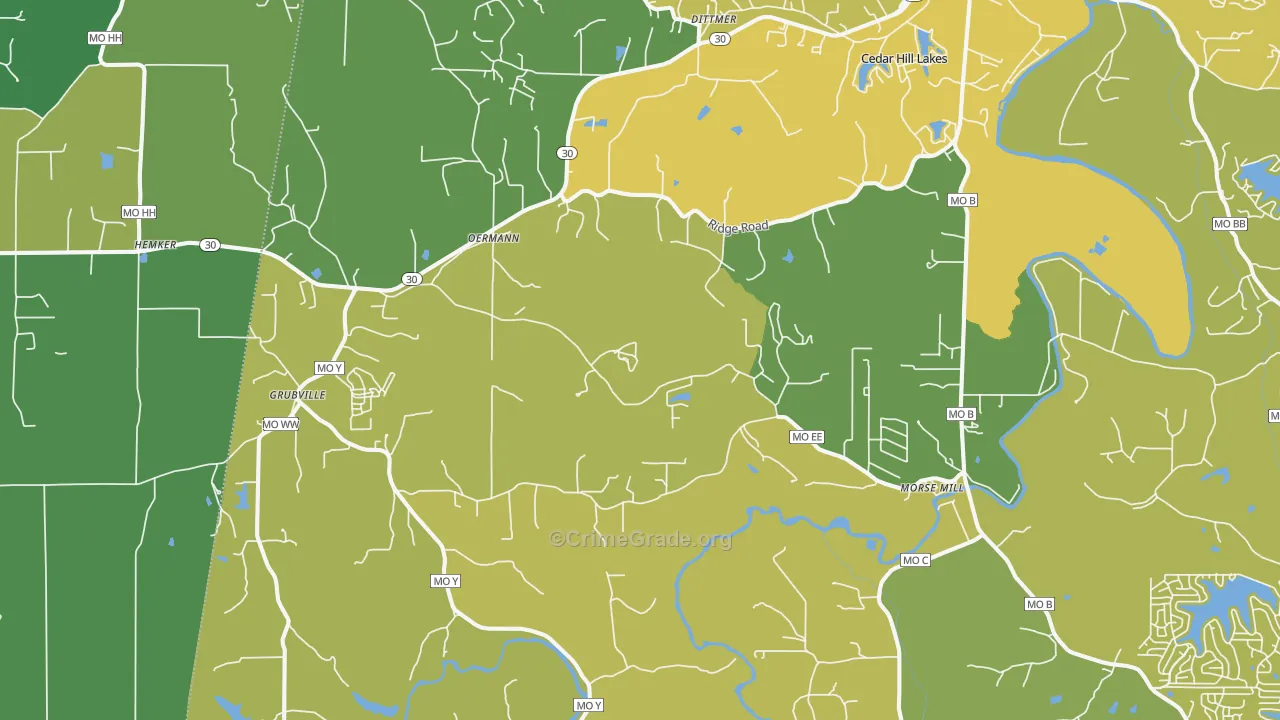 Dittmer, MO Map of Vehicle Theft Rates