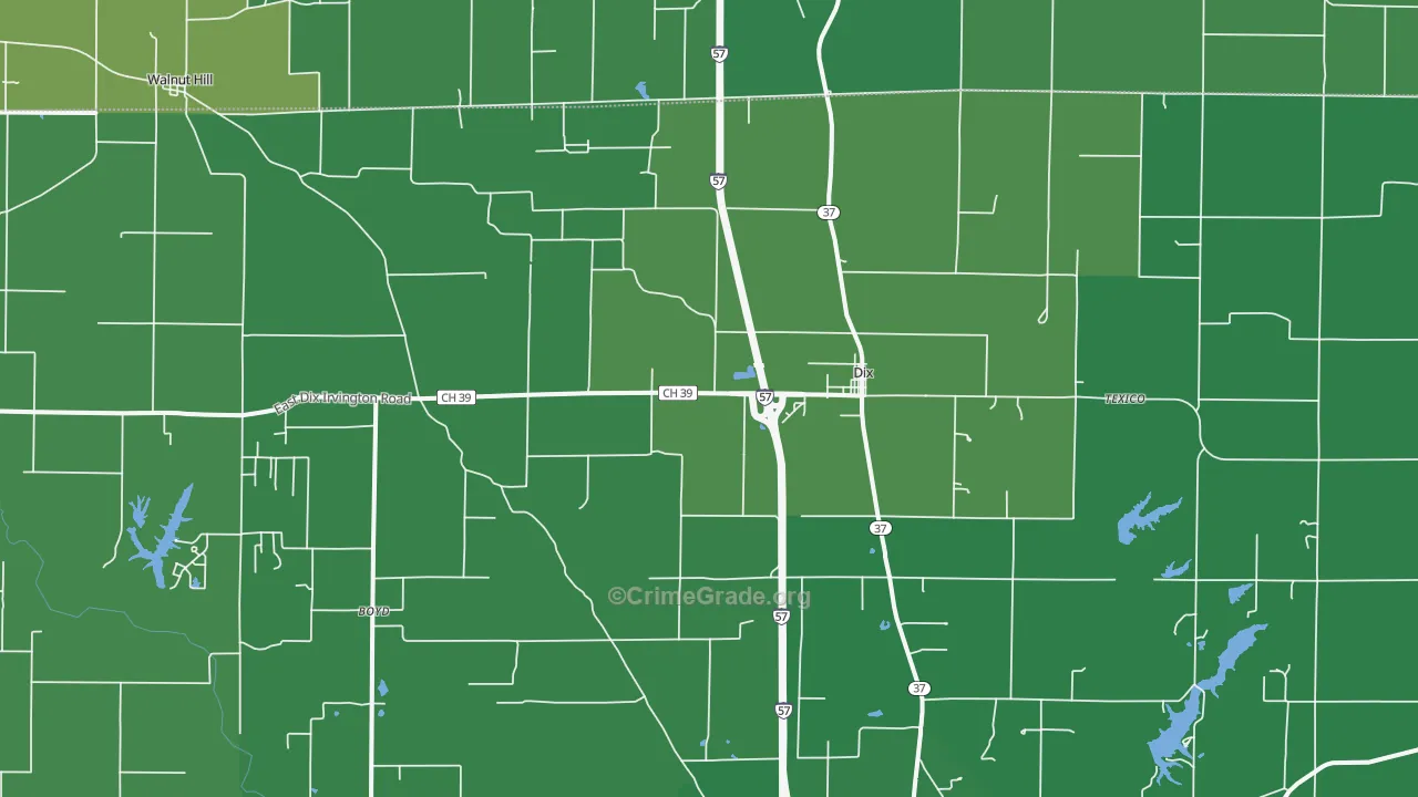 Dix, IL Map of Vehicle Theft Rates