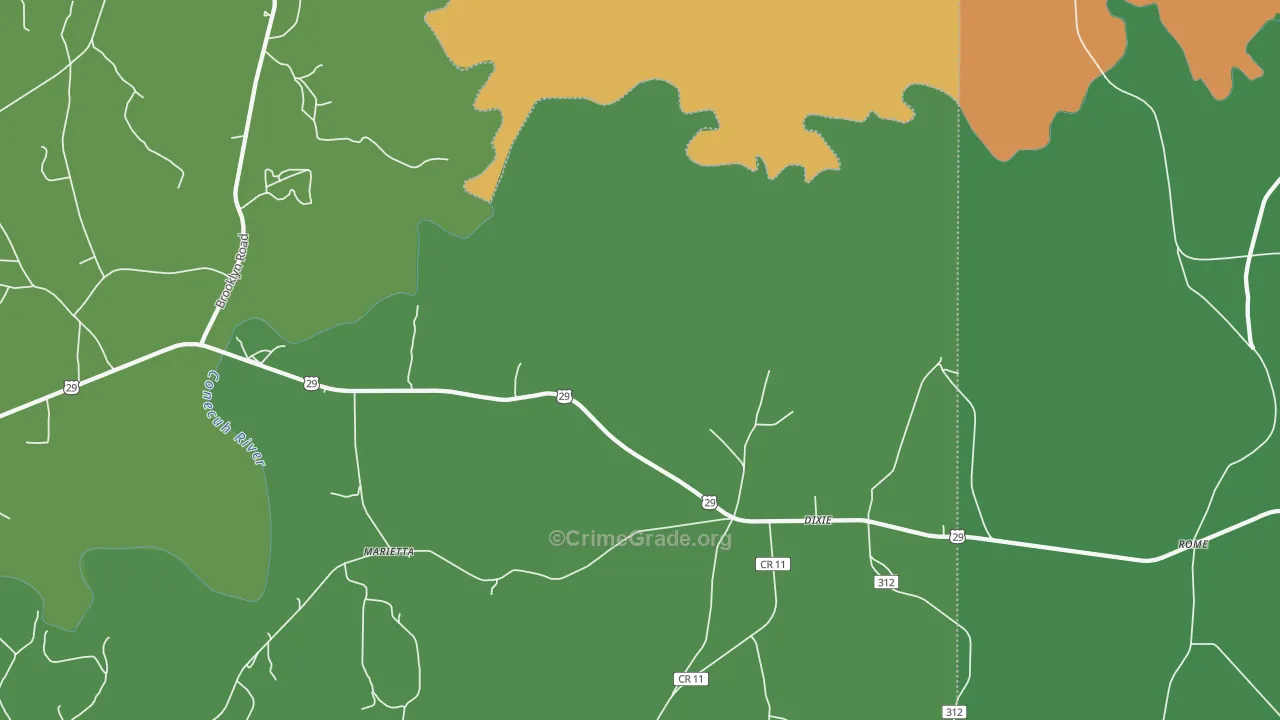 Dixie, AL Map of Vehicle Theft Rates