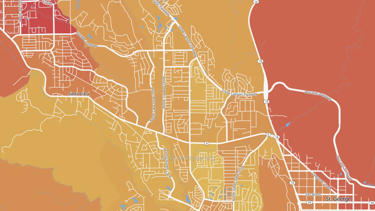 Dixie Downs, St. George, UT Map of Vehicle Theft Rates