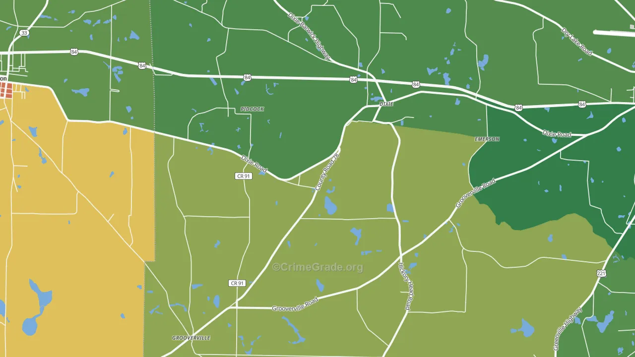 Dixie, GA Map of Vehicle Theft Rates