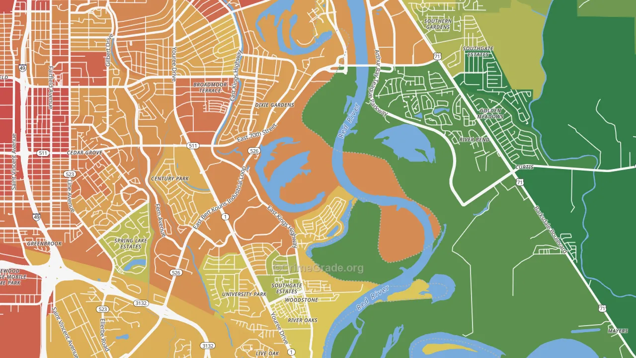 Dixie Gardens, LA Map of Vehicle Theft Rates