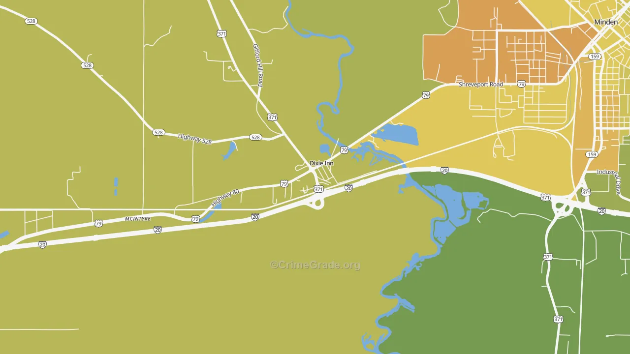 Dixie Inn, LA Map of Vehicle Theft Rates