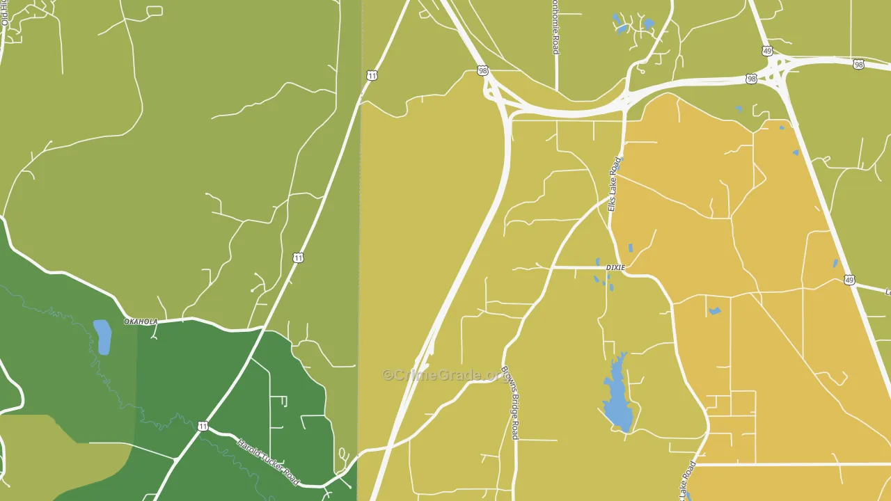 Dixie, MS Map of Vehicle Theft Rates