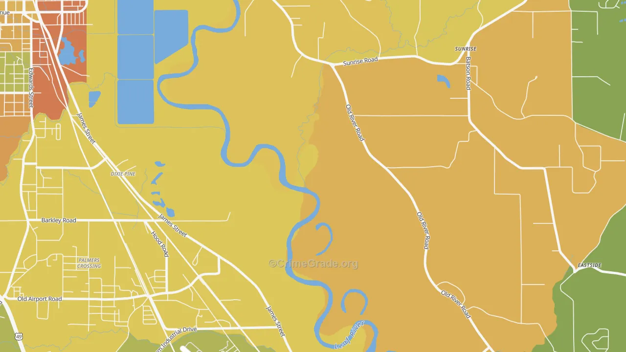 Dixie Pine, MS Map of Vehicle Theft Rates