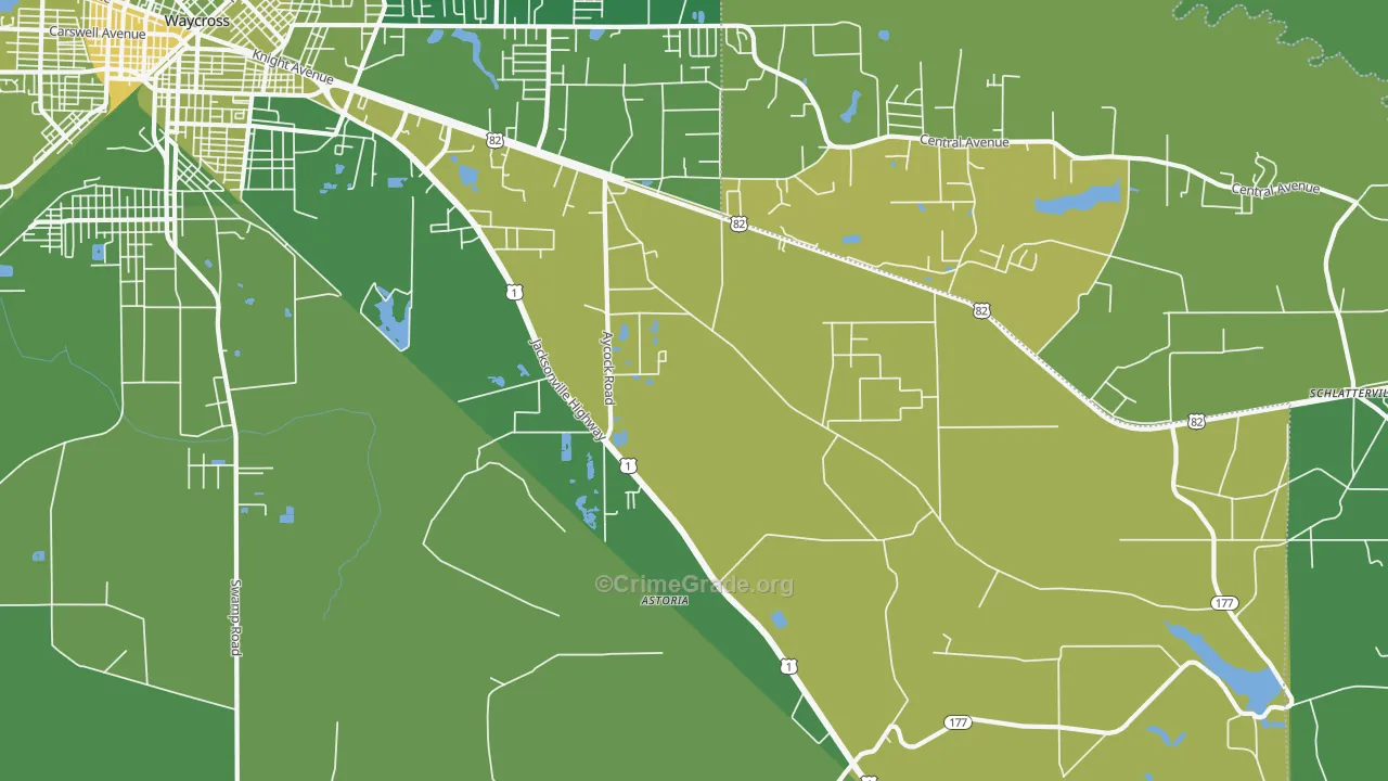 Dixie Union, GA Map of Vehicle Theft Rates