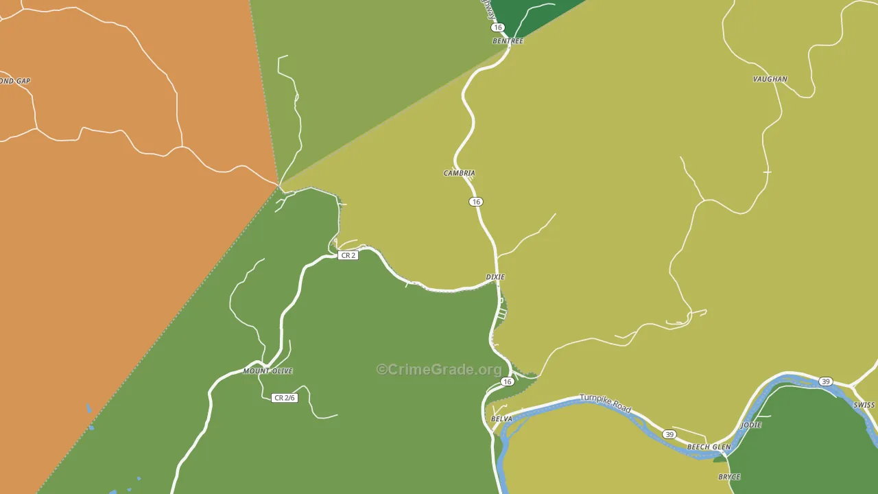 Dixie, WV Map of Vehicle Theft Rates