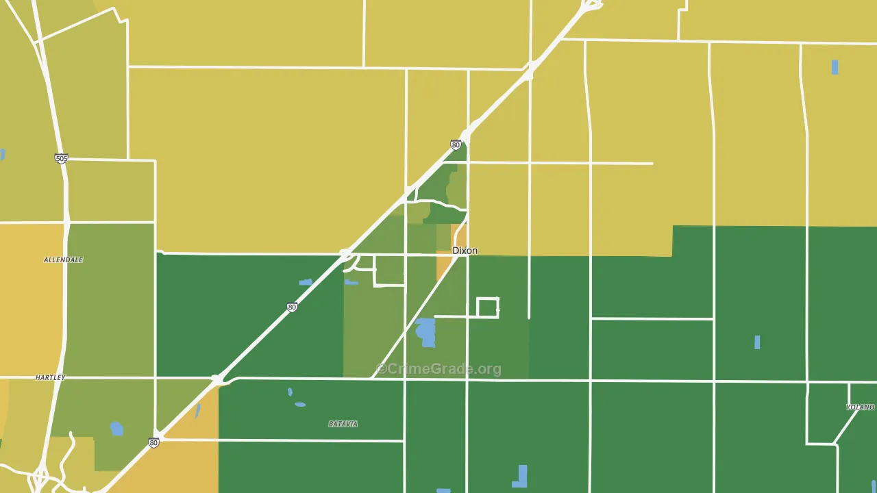 Dixon, CA Map of Vehicle Theft Rates