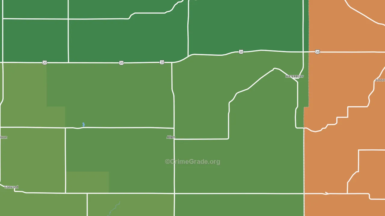 Dixon County, NE Map of Vehicle Theft Rates