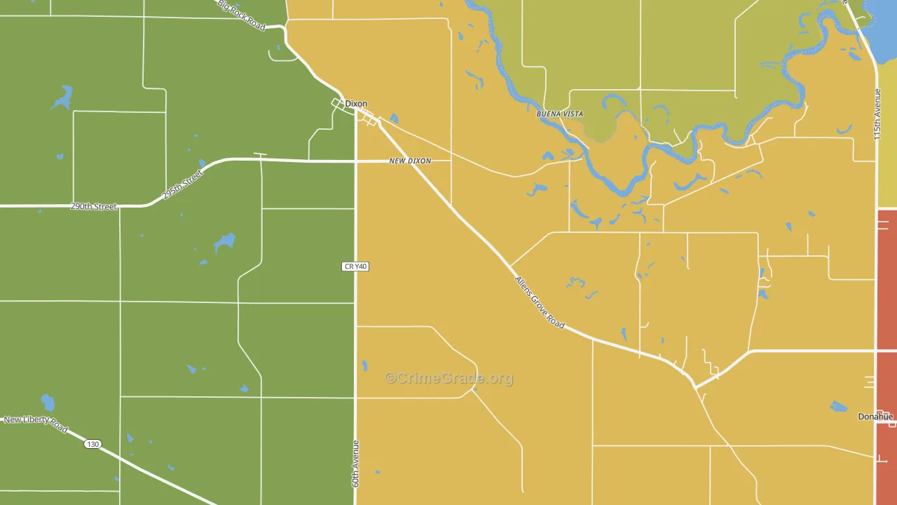 Dixon, IA Map of Vehicle Theft Rates