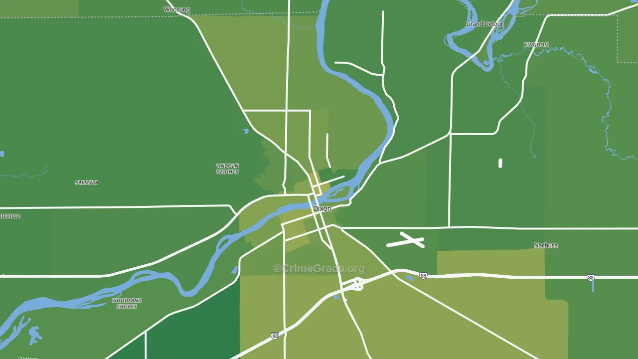 Dixon, IL Map of Vehicle Theft Rates