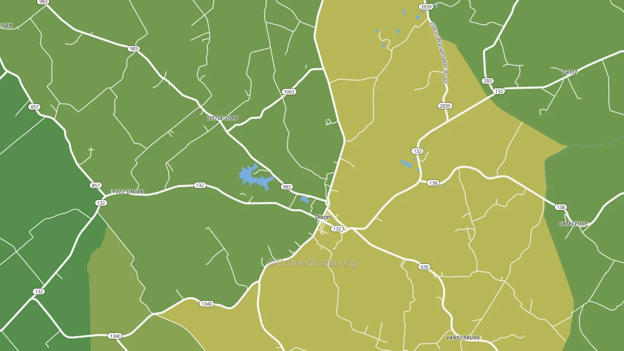 Dixon, KY Map of Vehicle Theft Rates