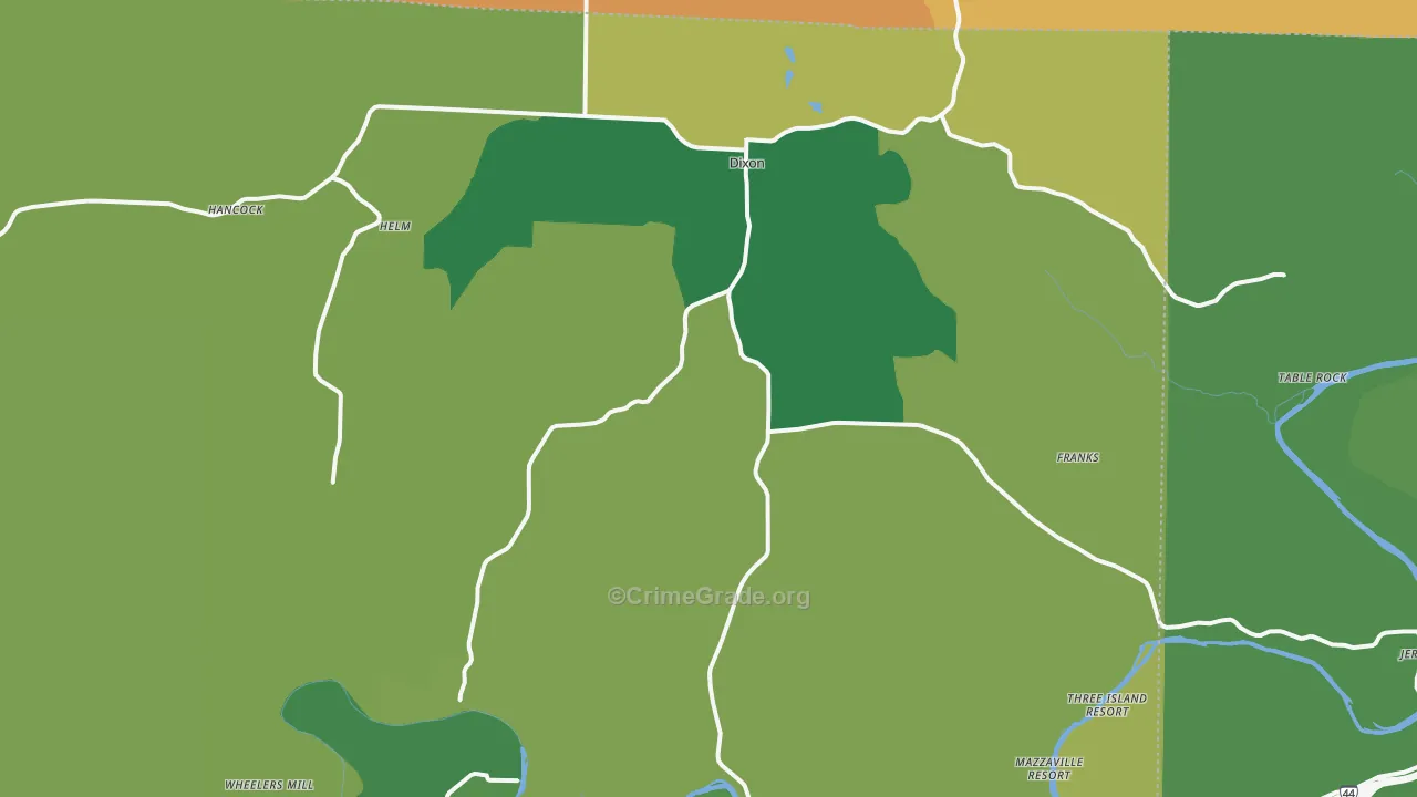 Dixon, MO Map of Vehicle Theft Rates