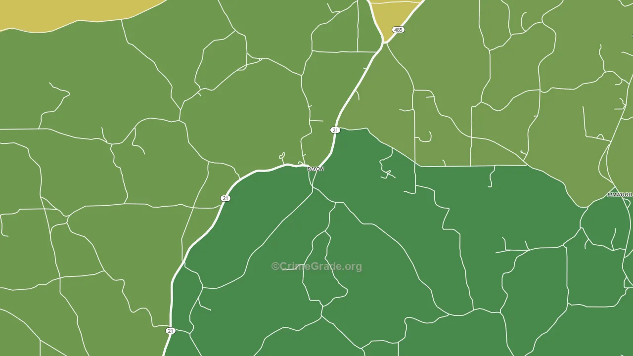 Dixon, MS Map of Vehicle Theft Rates