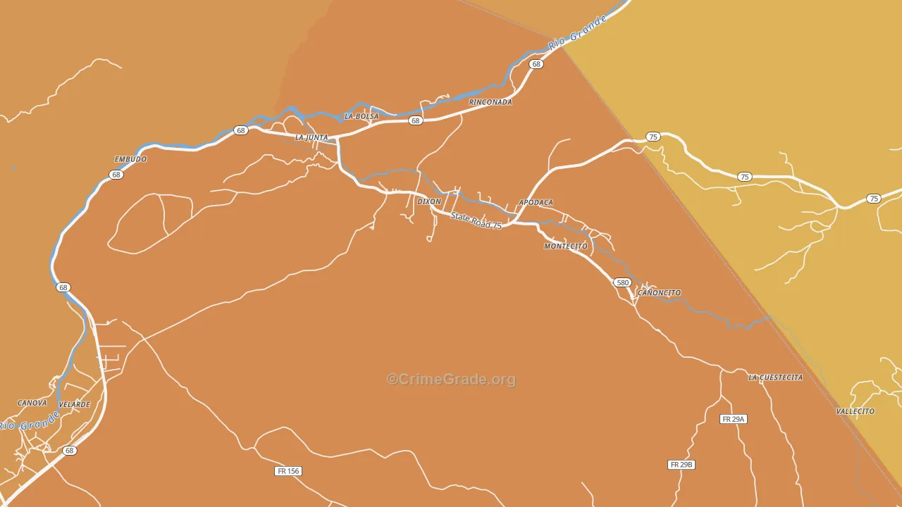 Dixon, NM Map of Vehicle Theft Rates