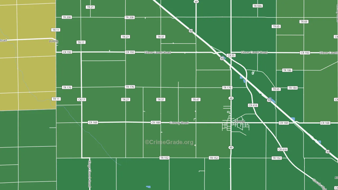 Dixon, OH Map of Vehicle Theft Rates