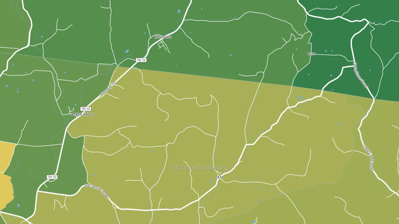 Dixon Springs, TN Map of Vehicle Theft Rates