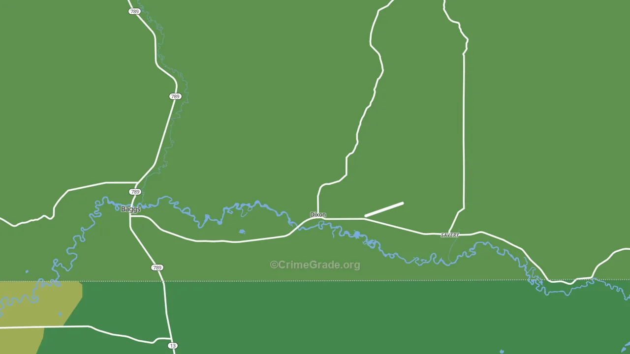 Dixon, WY Map of Vehicle Theft Rates