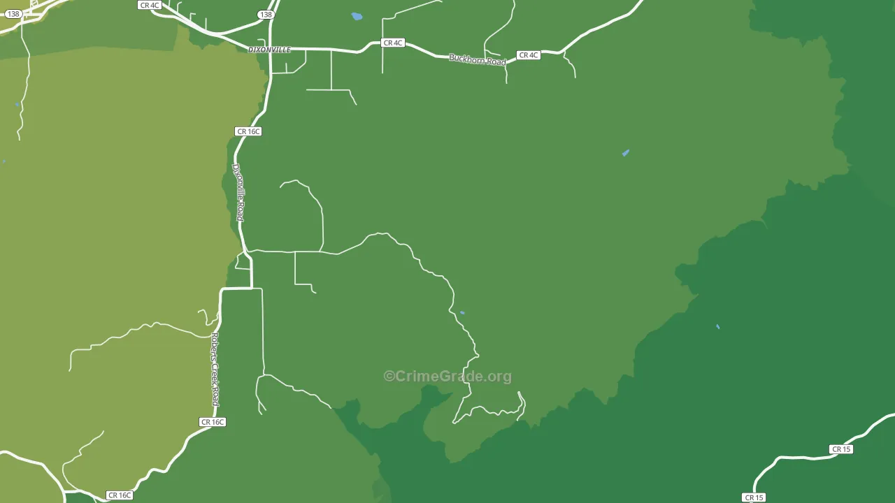 Dixonville, OR Map of Vehicle Theft Rates