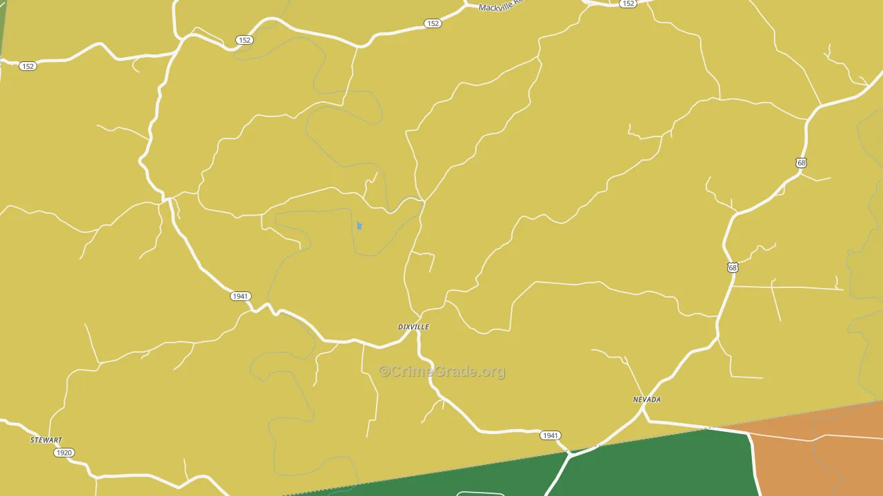 Dixville, KY Map of Vehicle Theft Rates