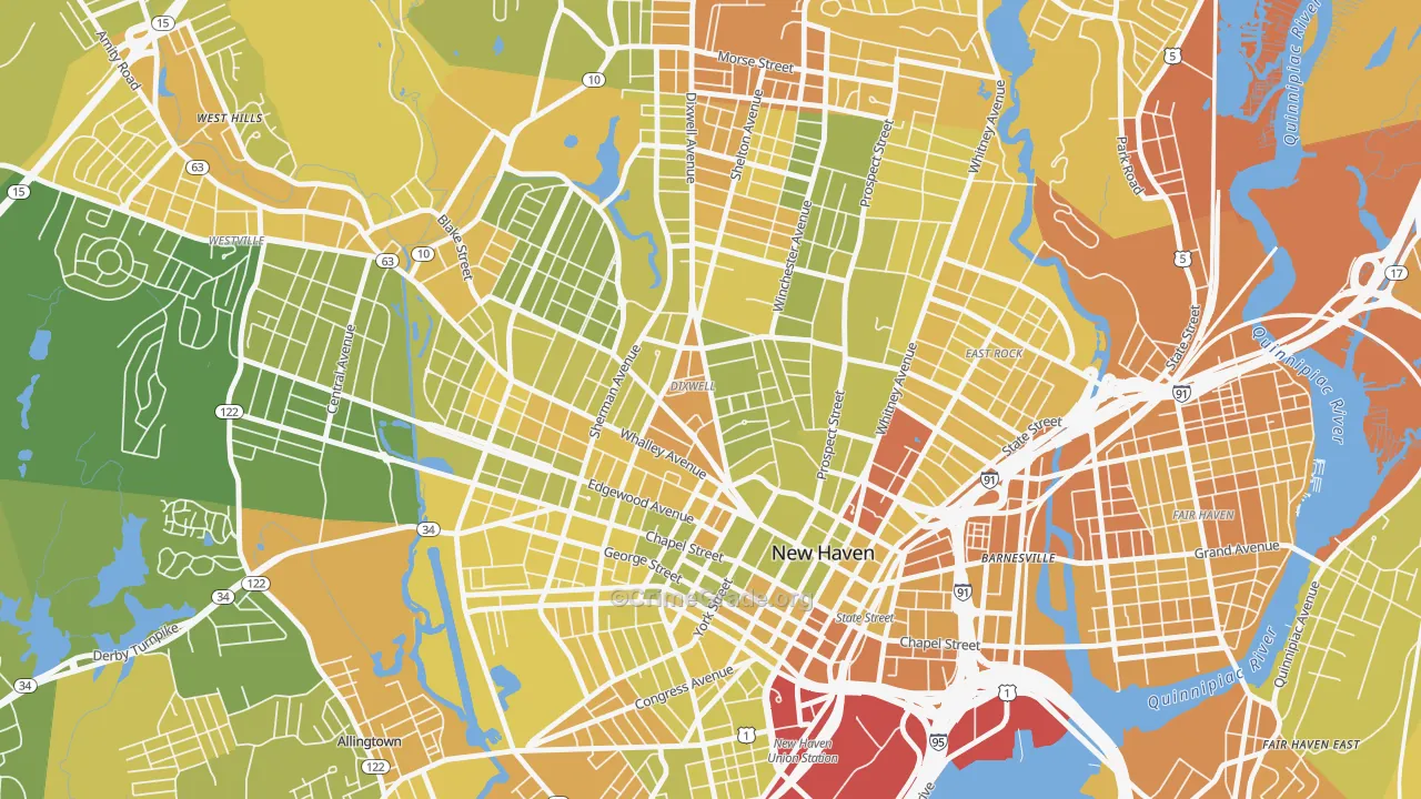 Dixwell, New Haven, CT Map of Vehicle Theft Rates