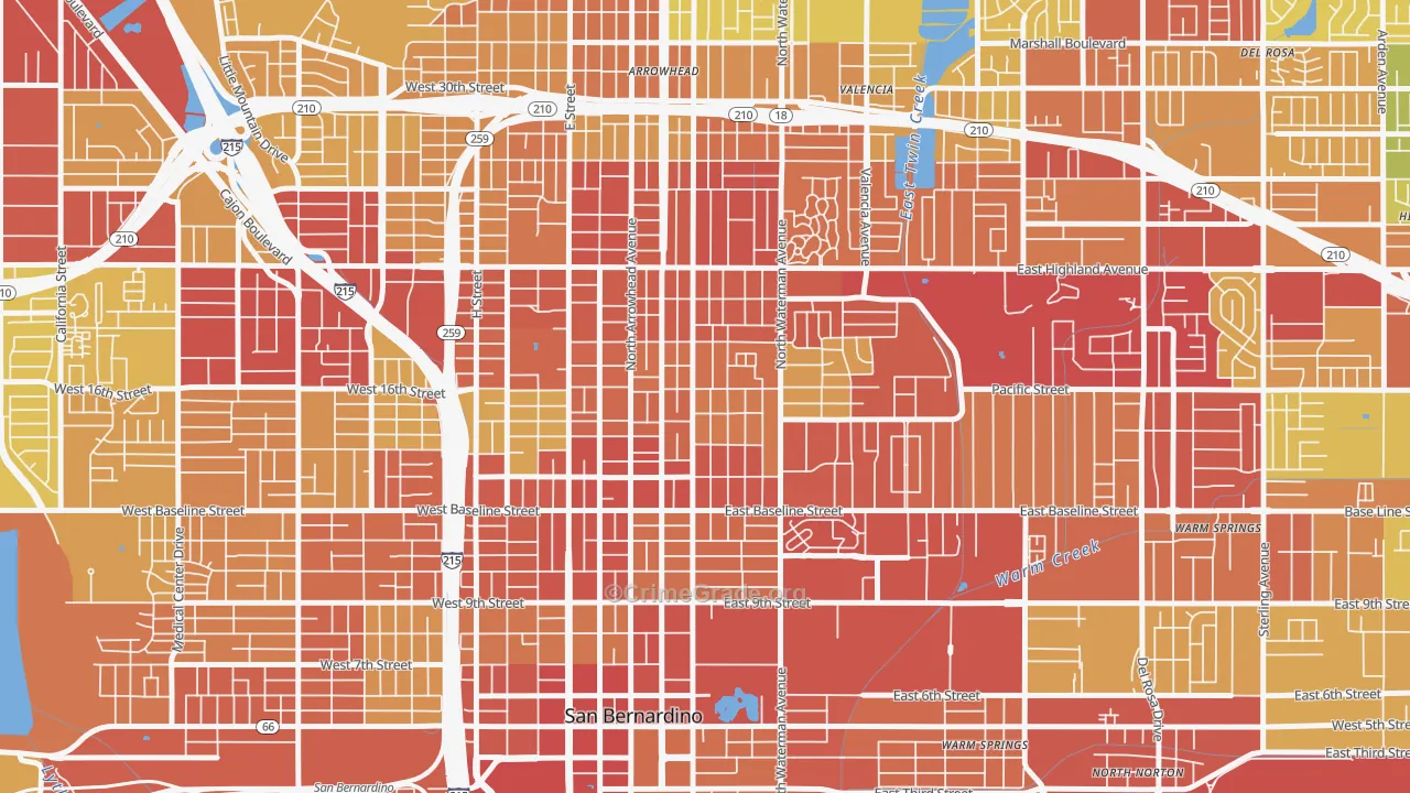 DMV, San Bernardino, CA Map of Vehicle Theft Rates