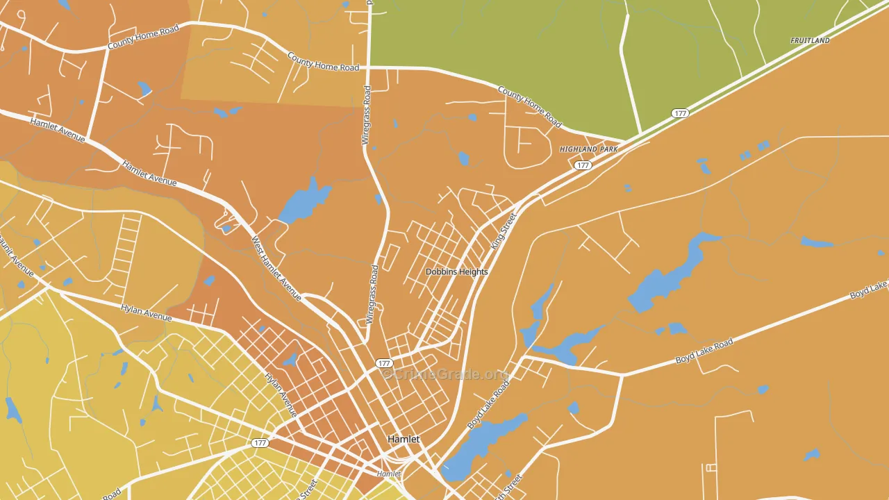 Dobbins Heights, NC Map of Vehicle Theft Rates