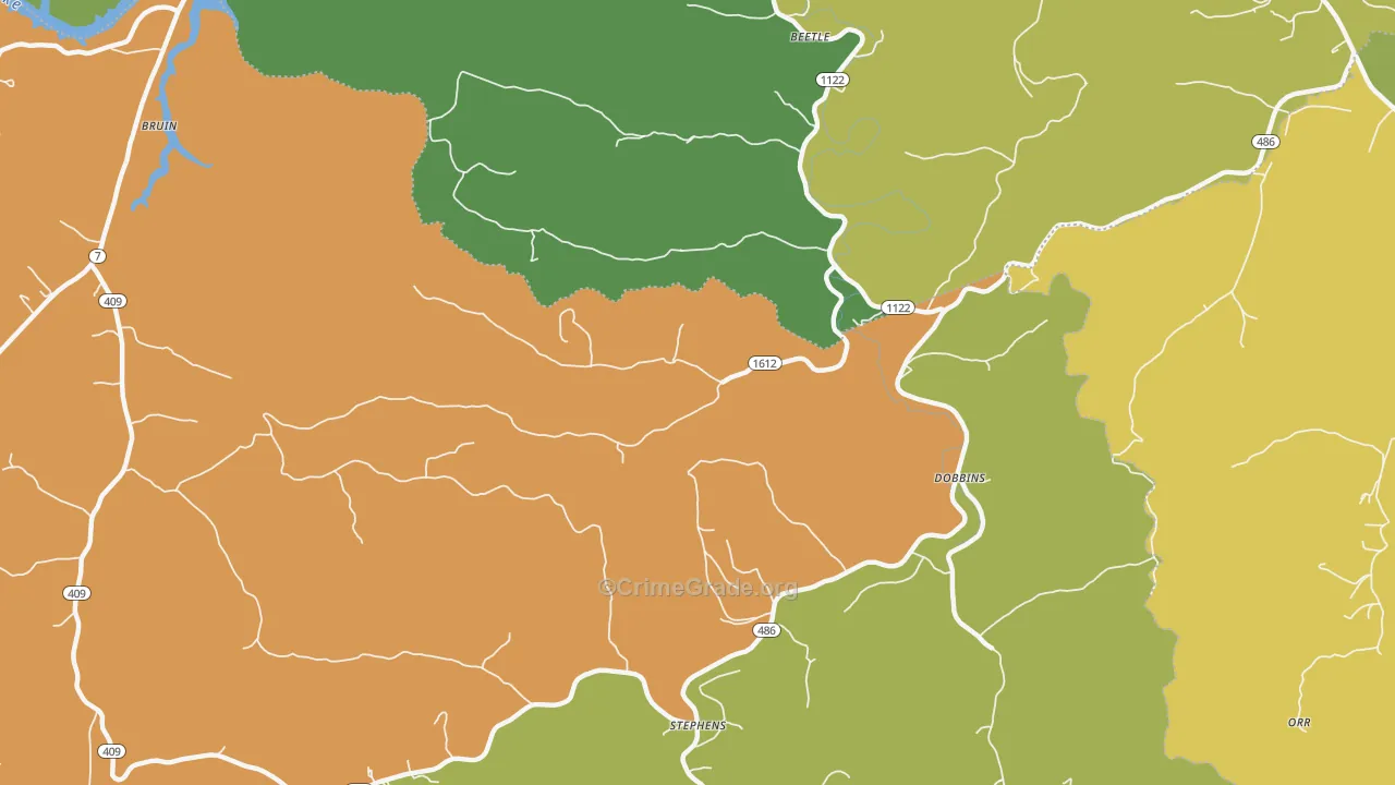 Dobbins, KY Map of Vehicle Theft Rates