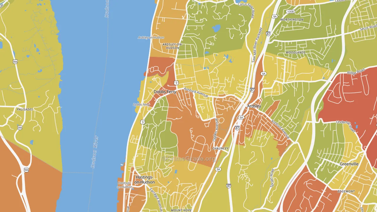 Dobbs Ferry, NY Map of Vehicle Theft Rates
