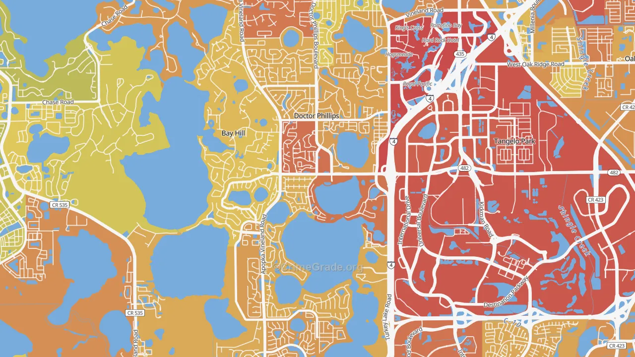 Doctor Phillips, FL Map of Vehicle Theft Rates