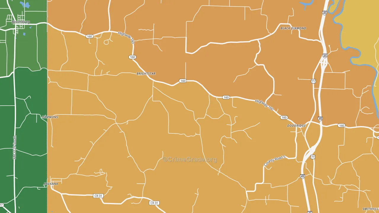 Doddridge, AR Map of Vehicle Theft Rates