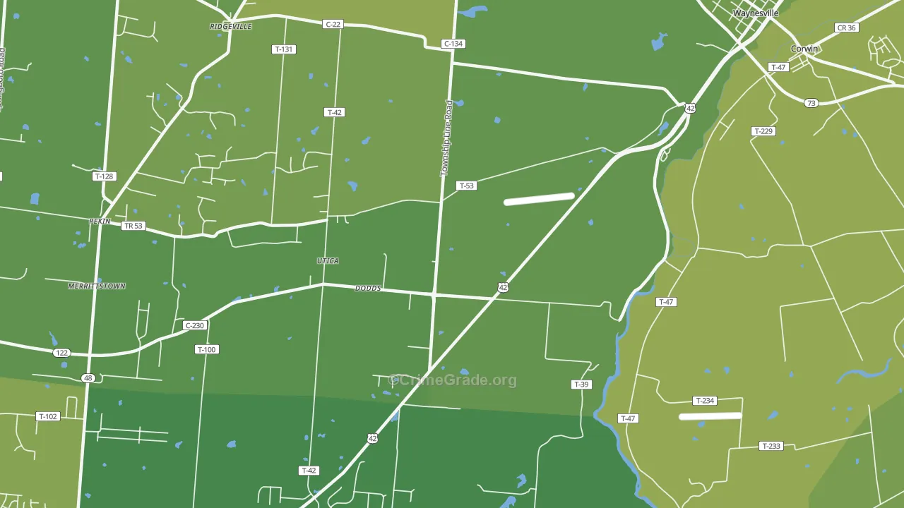 Dodds, OH Map of Vehicle Theft Rates