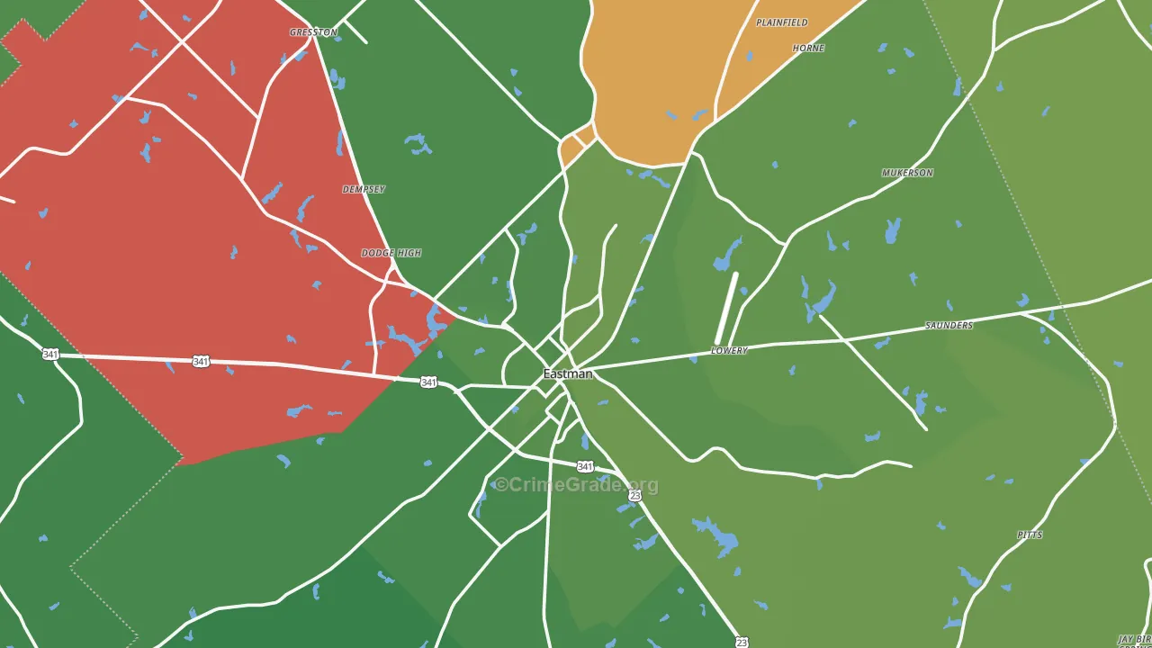 Dodge County, GA Map of Vehicle Theft Rates