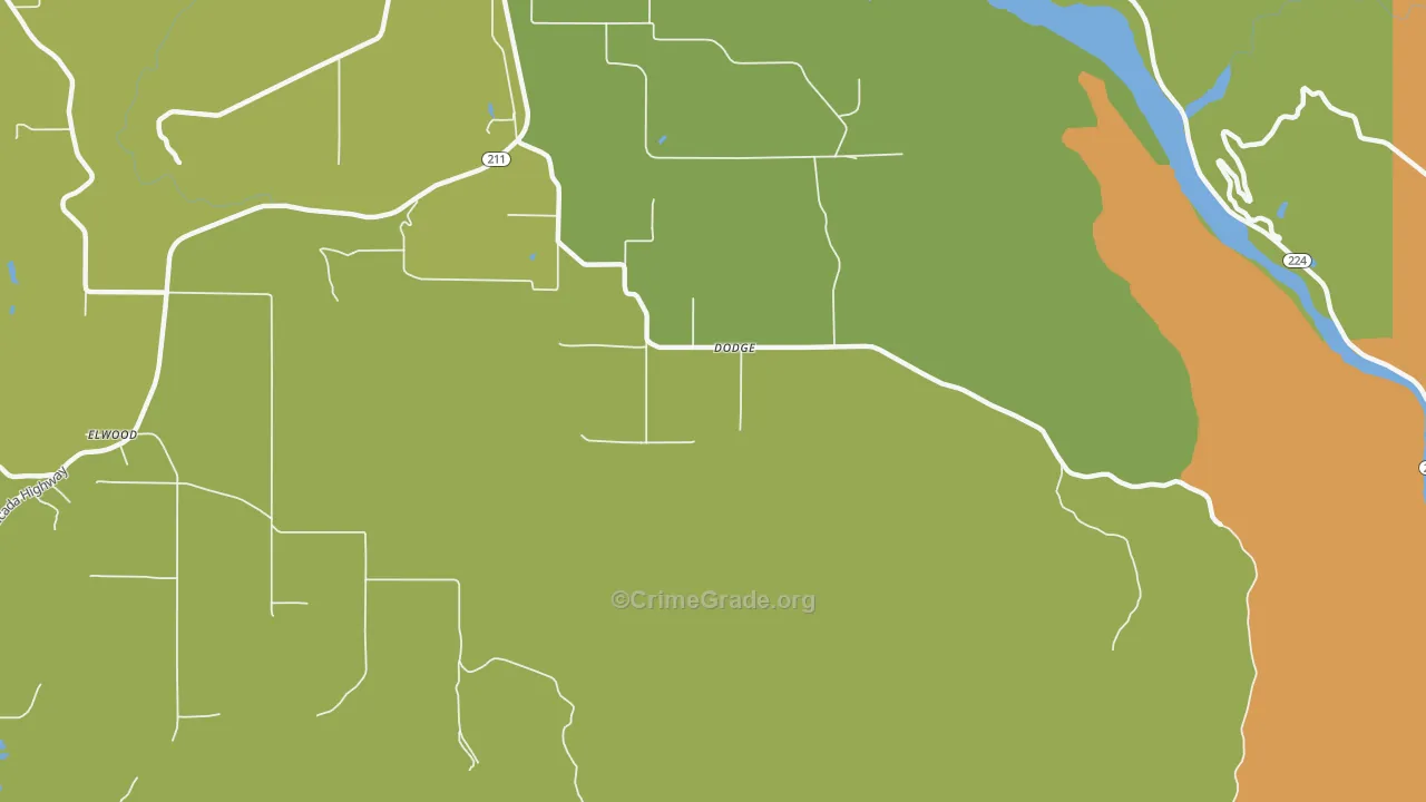 Dodge, OR Map of Vehicle Theft Rates