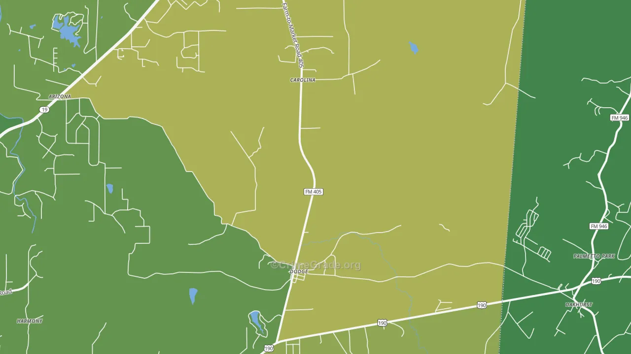 Dodge, TX Map of Vehicle Theft Rates