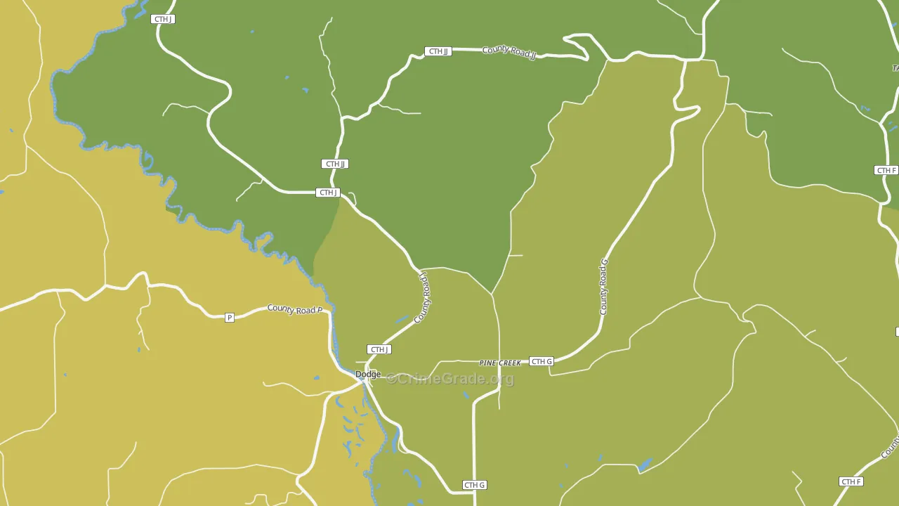 Dodge, WI Map of Vehicle Theft Rates