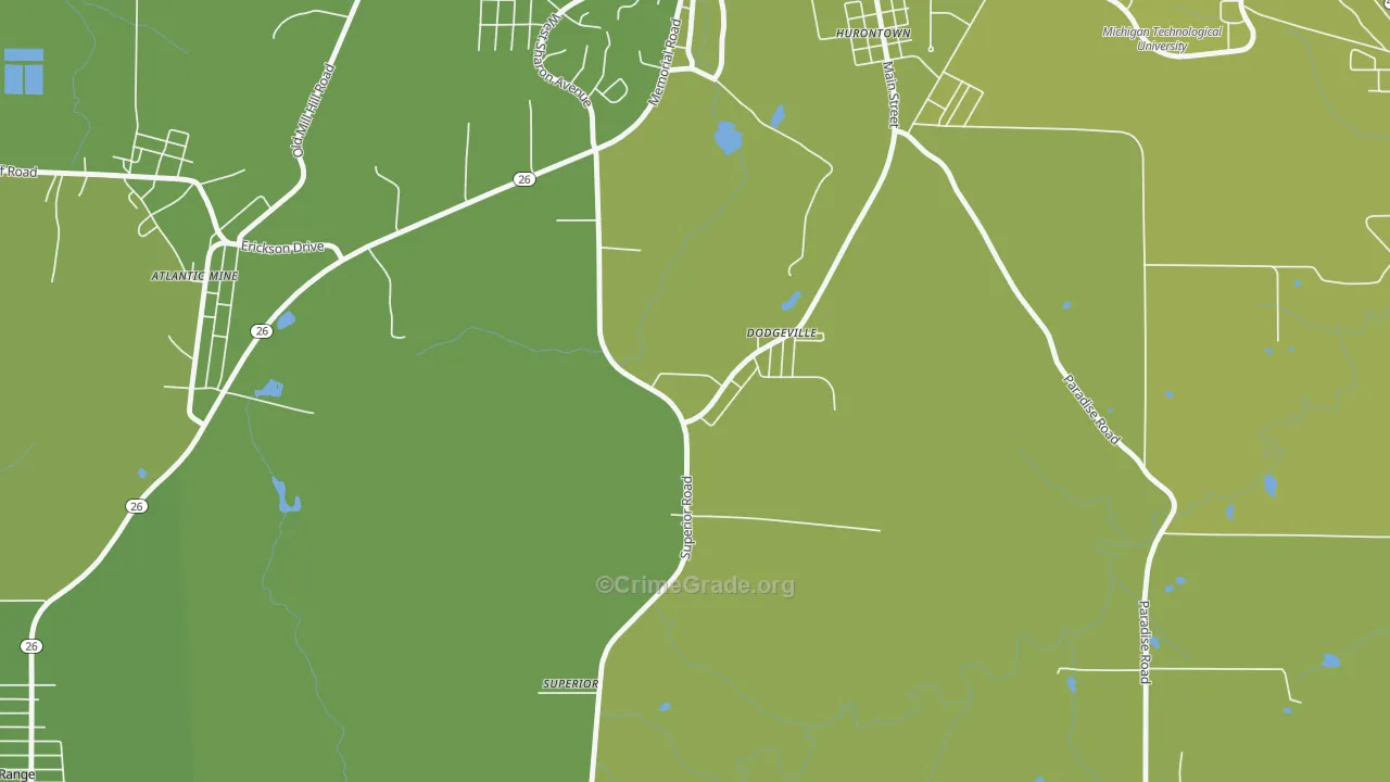 Dodgeville, MI Map of Vehicle Theft Rates