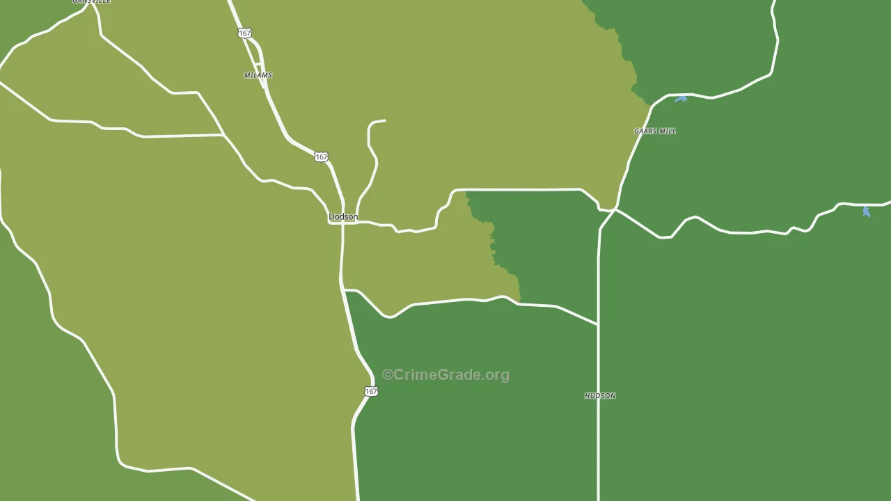 Dodson, LA Map of Vehicle Theft Rates