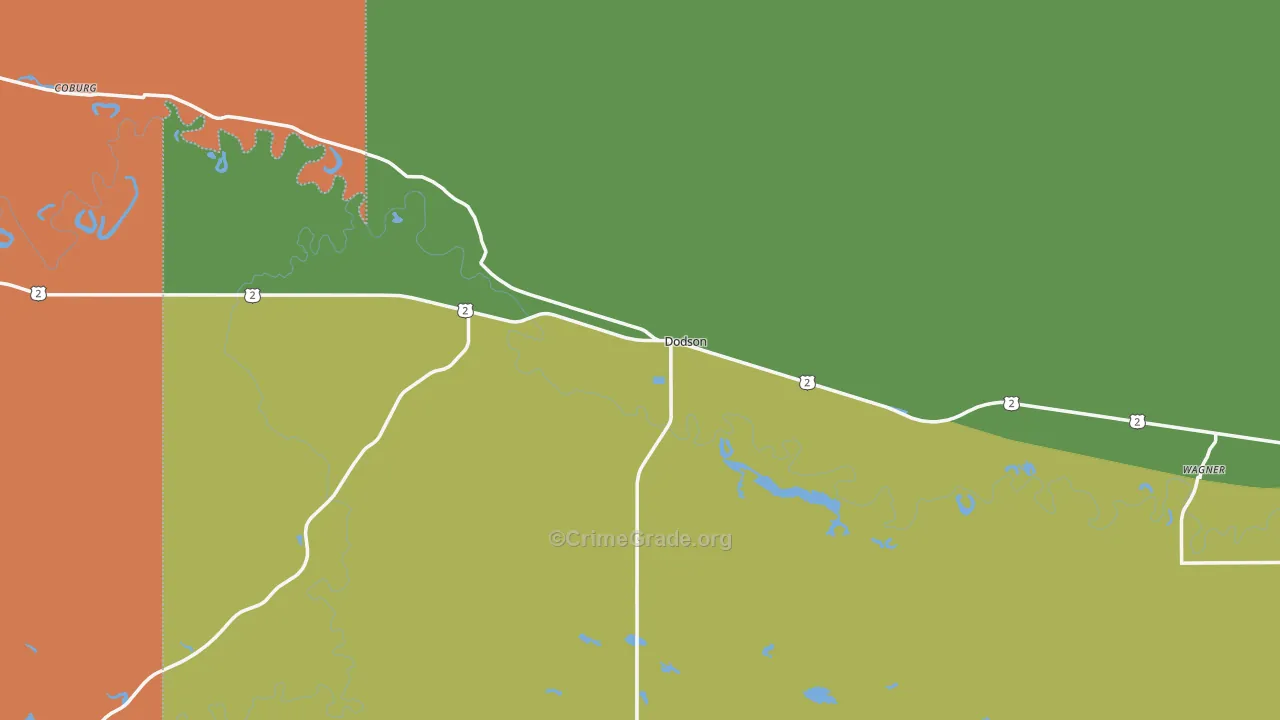 Dodson, MT Map of Vehicle Theft Rates