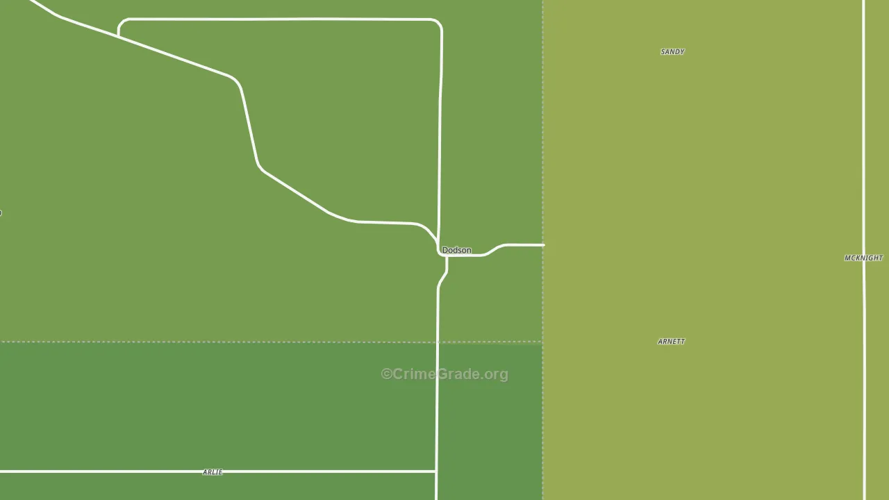 Dodson, TX Map of Vehicle Theft Rates